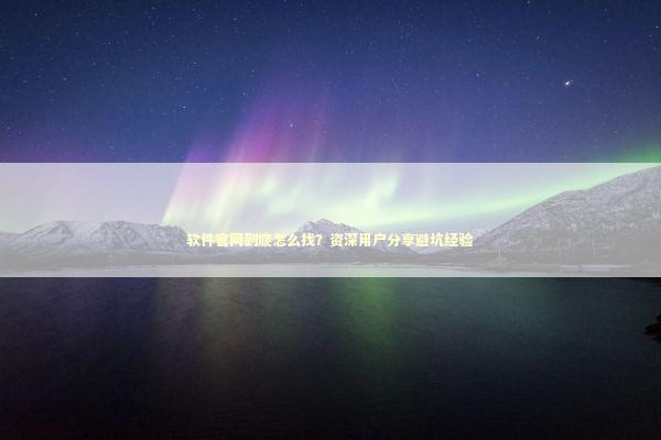 软件官网到底怎么找？资深用户分享避坑经验